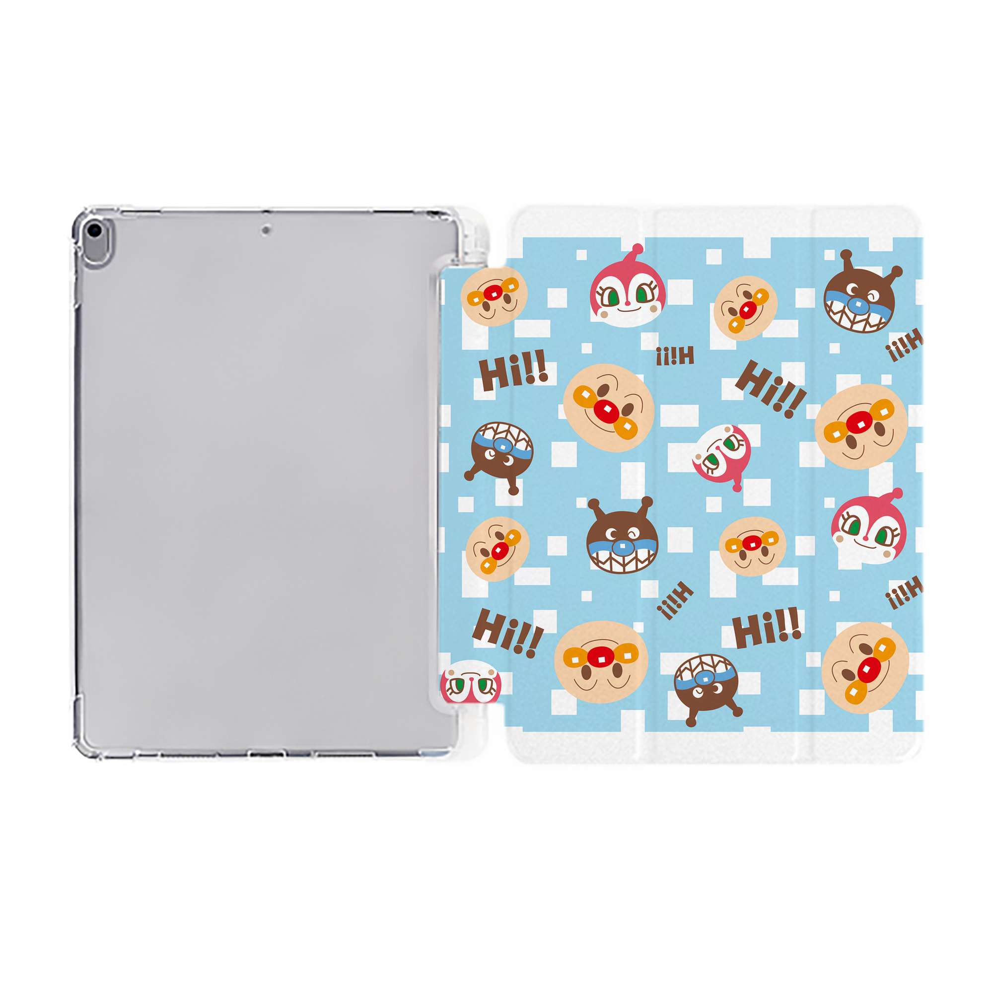 （画像用） アンパンマン Anpanman IPad ケース ペン収納付き 三つ折りスタンド PUレザー×シリコン 対応機種9.5/10.5/10.9インチ